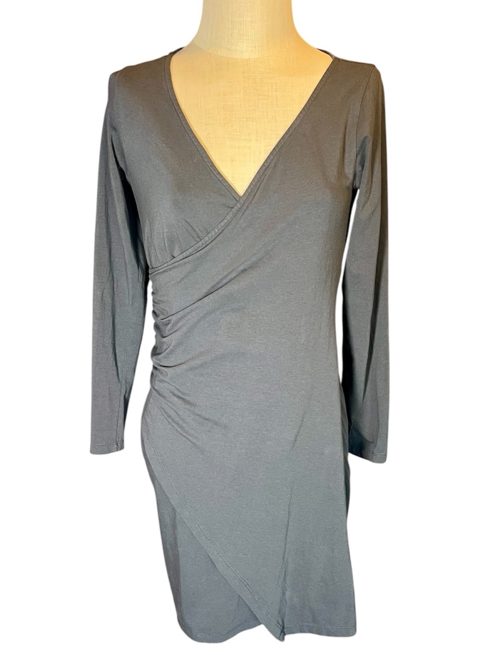🩶Synergy Organic Clothing Gray Long-Sleeve Faux-Wrap Dress
